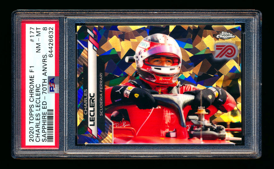 2020 Topps Chrome Sapphire F1 #177 Charles Leclerc RC 70th Silver Refractor #18/70 PSA 8