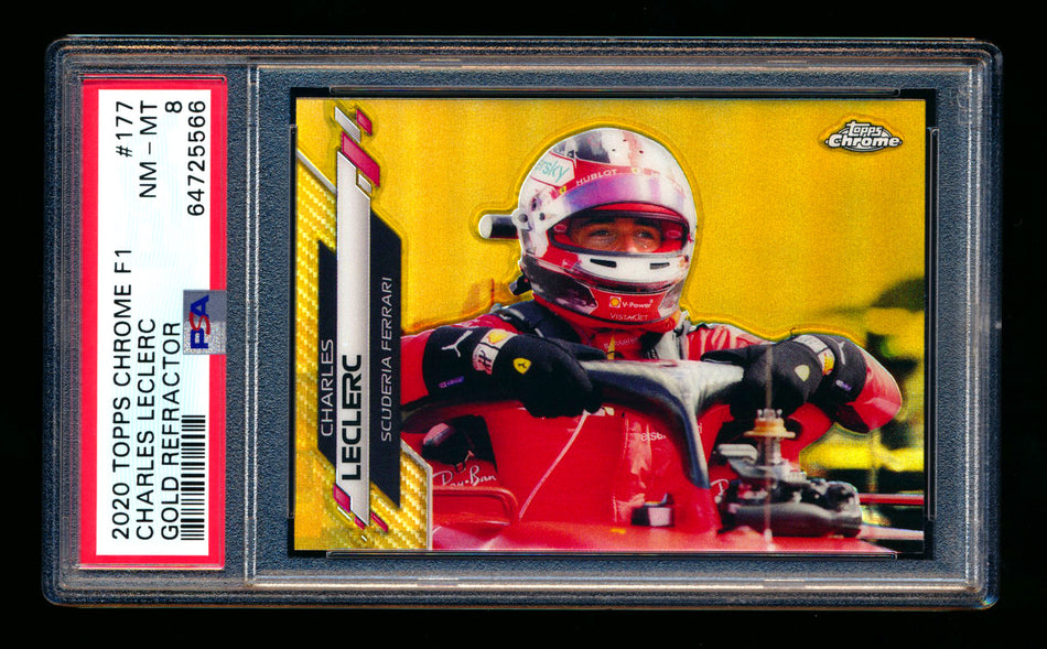2020 Topps Chrome F1 #177 Charles Leclerc RC Gold Refractor #24/50 PSA 8