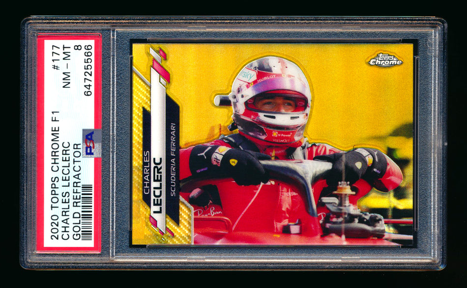 2020 Topps Chrome F1 #177 Charles Leclerc RC Gold Refractor #24/50 PSA 8 ** (SOLD - $249.00 - 2/19/2026) **