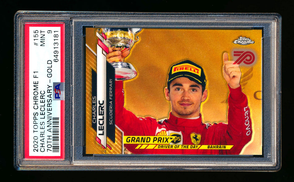 2020 Topps Chrome F1 #155 Charles Leclerc RC 70th Anniversary Gold Refractor PSA 9 ** (SOLD - $49.00 - 11/25/2024) **