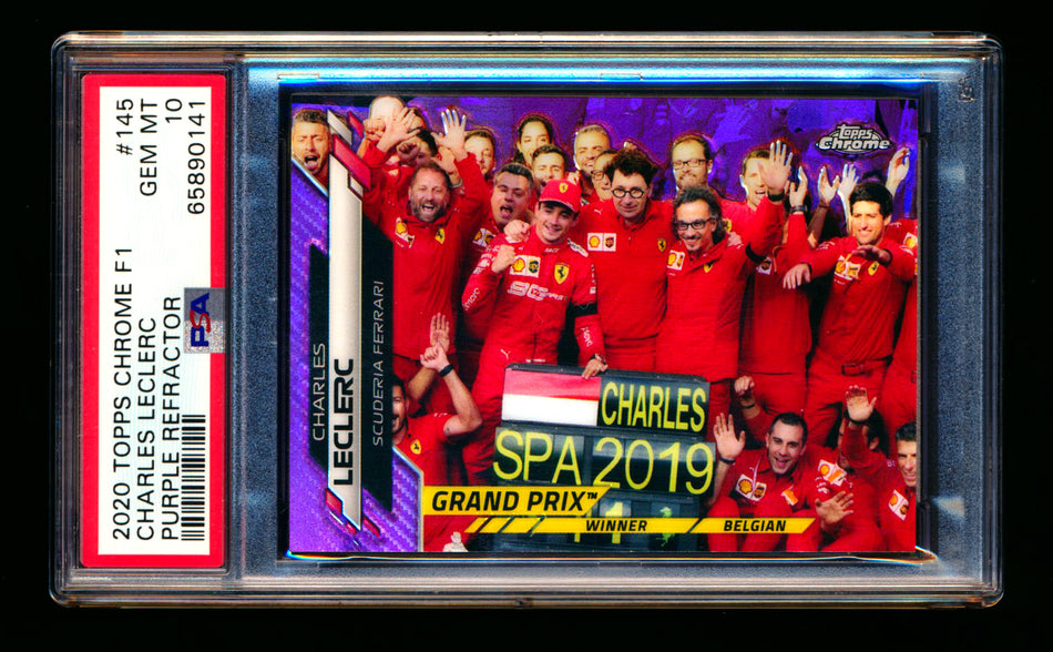 2020 Topps Chrome F1 #145 Charles Leclerc RC Purple Refractor #202/399 PSA 10
