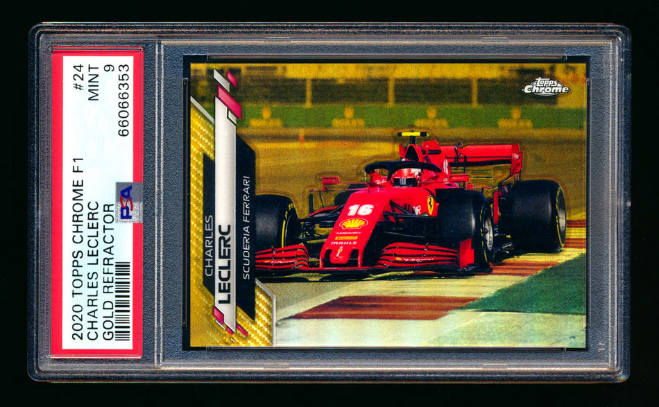 2020 Topps Chrome F1 #24 Charles Leclerc RC Gold Refractor #28/50 PSA 9