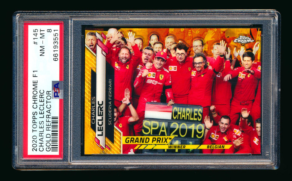 2020 Topps Chrome F1 #145 Charles Leclerc RC Gold Refractor #47/50 PSA 8