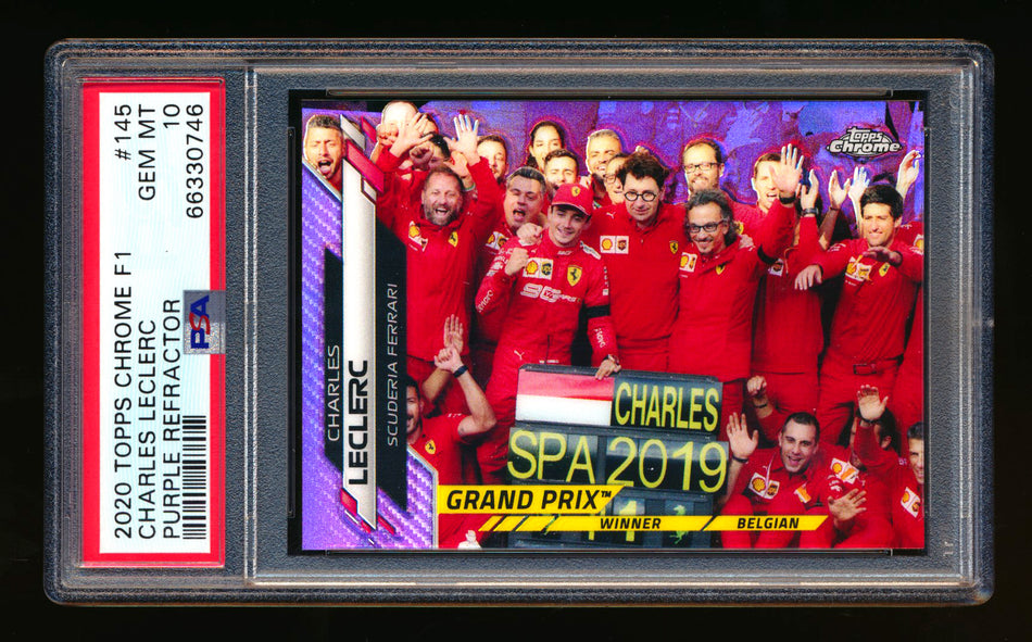 2020 Topps Chrome F1 #145 Charles Leclerc RC Purple Refractor #171/399 PSA 10