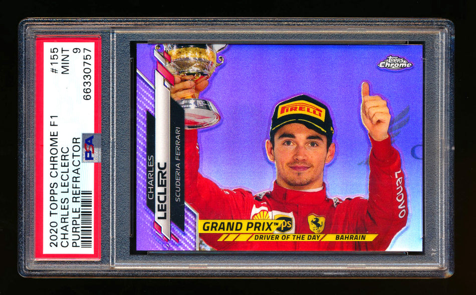 2020 Topps Chrome F1 #155 Charles Leclerc RC Purple Refractor #073/399 PSA 9