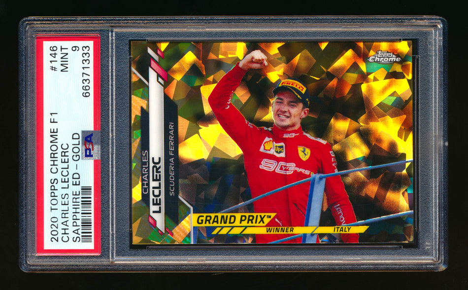 2020 Topps Chrome Sapphire F1 #146 Charles Leclerc RC Gold Refractor #11/50 PSA 9