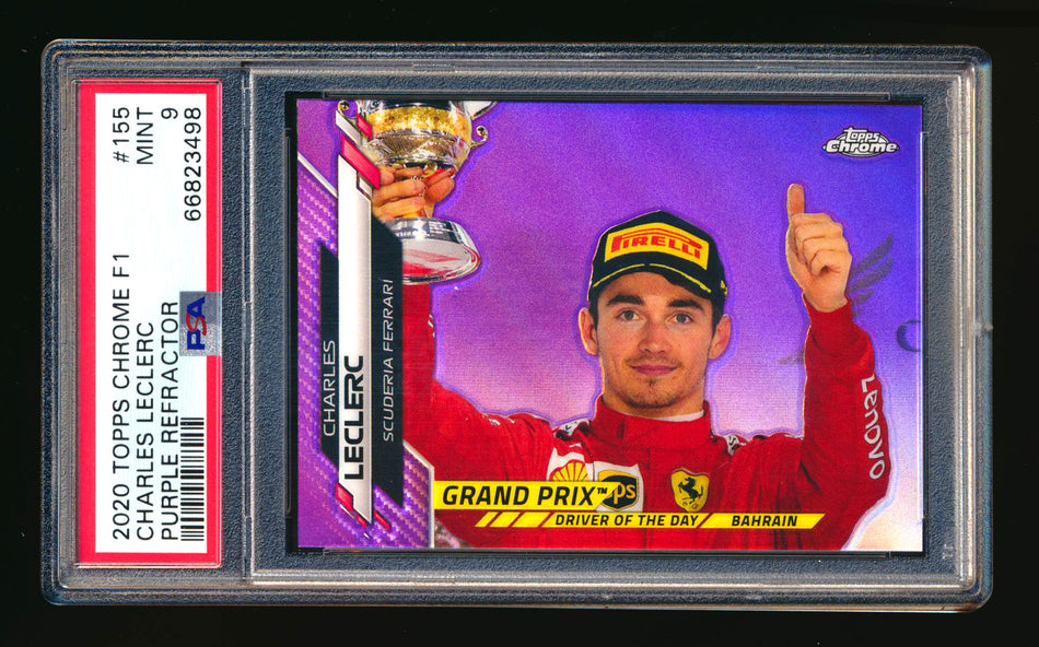 2020 Topps Chrome F1 #155 Charles Leclerc RC Purple Refractor #361/399 PSA 9 ** (SOLD - $39.00 - 10/23/2024) **