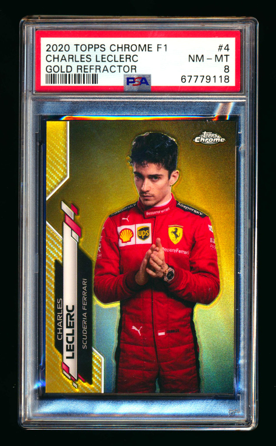 2020 Topps Chrome F1 #4 Charles Leclerc RC Gold Refractor Portrait #45/50 PSA 8