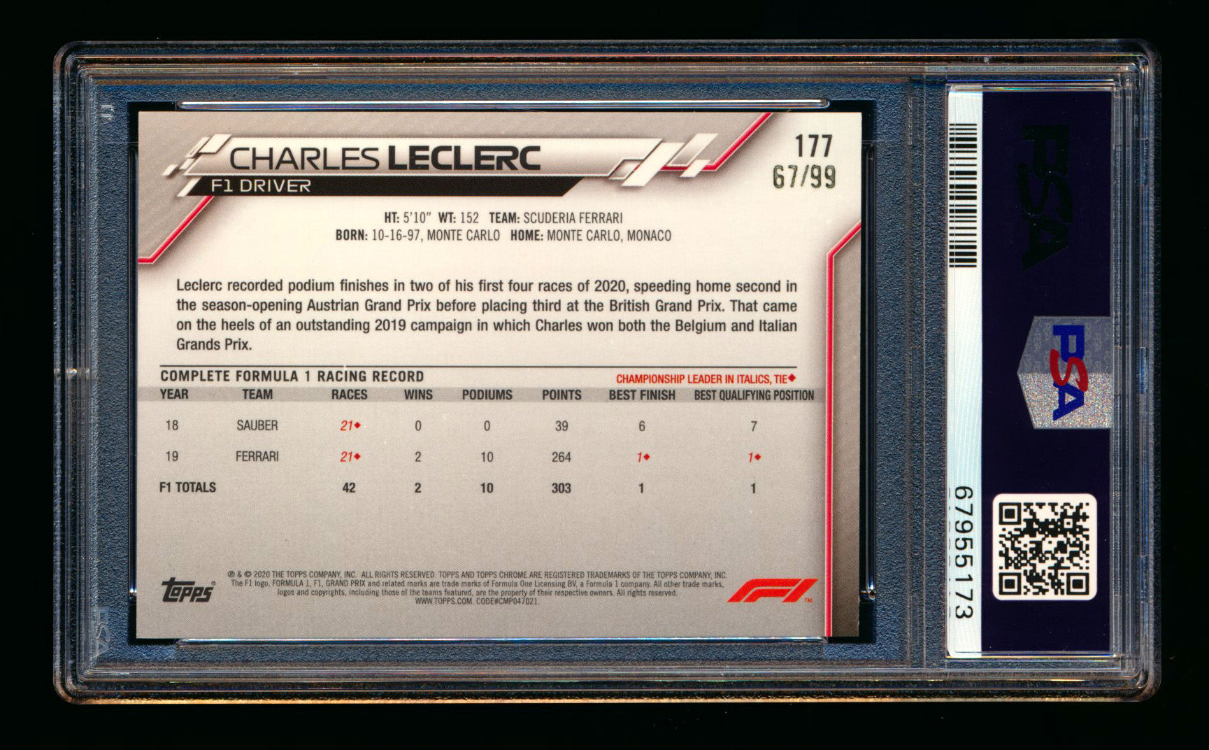 2020 Topps Chrome F1 シャルル・ルクレール リフラクター 2020 TOPPS CHROME F1 CHARLES LECLERC #163 70TH ANNIVERSARY-ORANGE