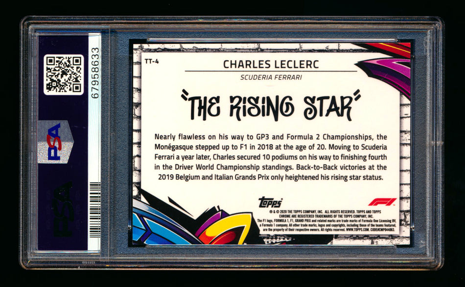 2020 Topps Chrome F1 Track Tags #TT-4 Charles "The Rising Star" Leclerc RC Refractor PSA 10 ** (SOLD WCCS - $85.00 - 8/23/2025) **