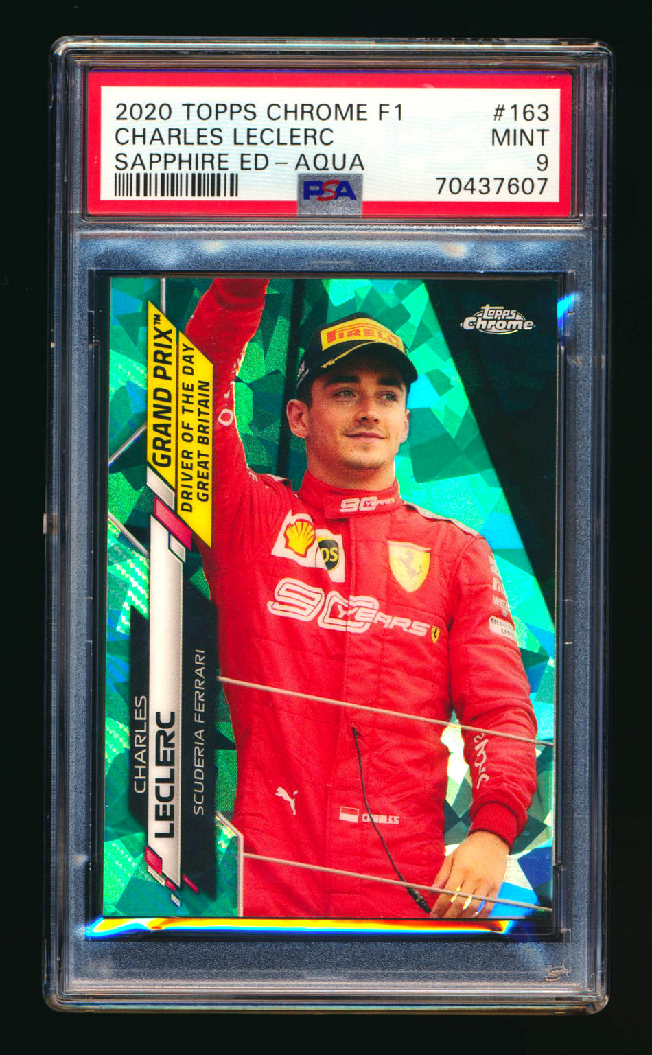2020 Topps Chrome Sapphire F1 #163 Charles Leclerc RC Aqua Refractor #61/99 PSA 9 ** (SOLD - $79.00 - 10/24/2024) **