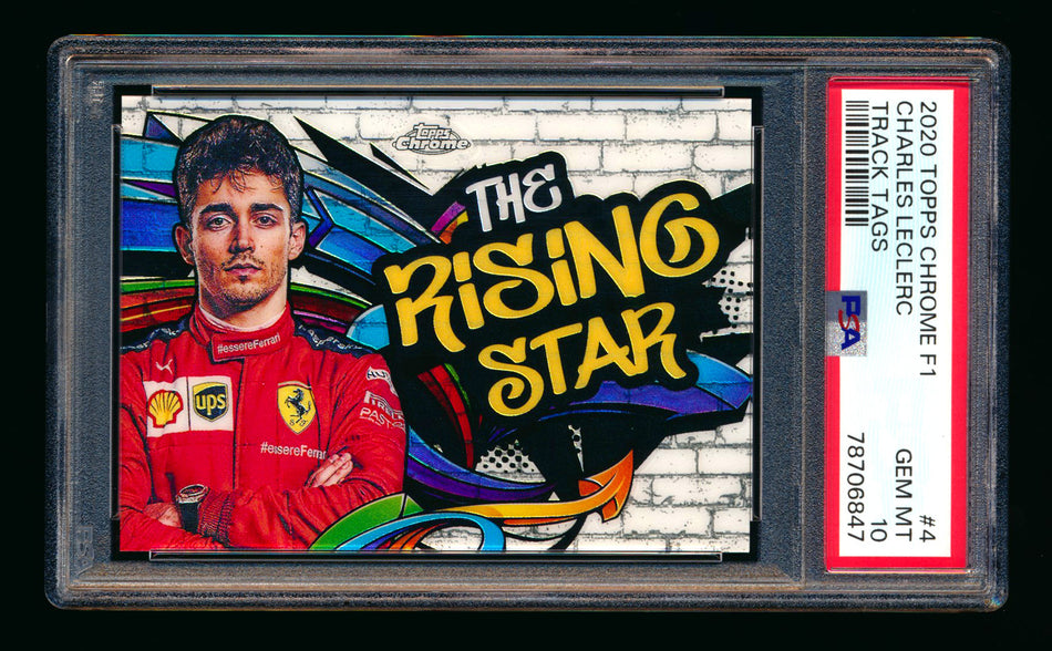 2020 Topps Chrome F1 Track Tags #TT-4 Charles "The Rising Star" Leclerc RC Refractor PSA 10 ** (SOLD eBay - $49.00 - 1/9/2025) **