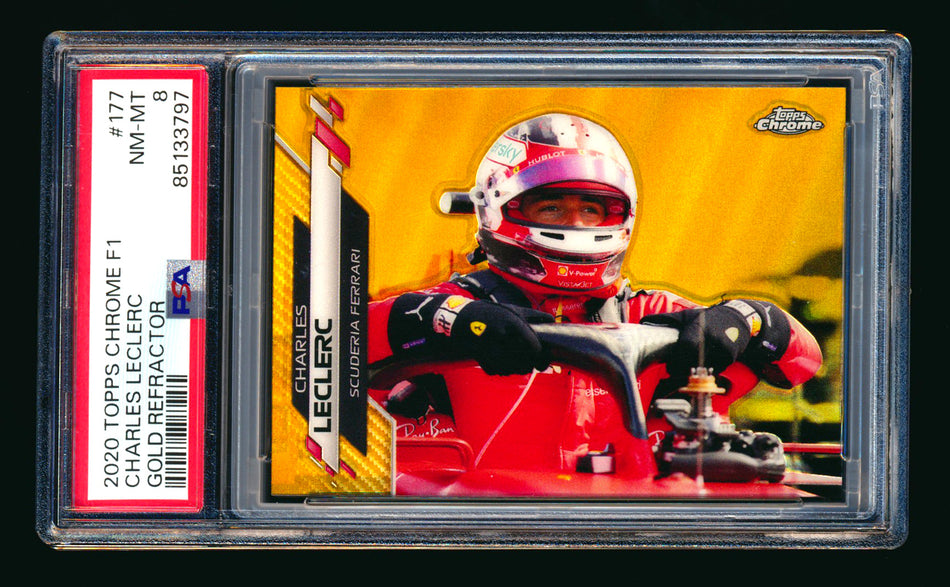 2020 Topps Chrome F1 #177 Charles Leclerc RC Gold Refractor #39/50 PSA 8