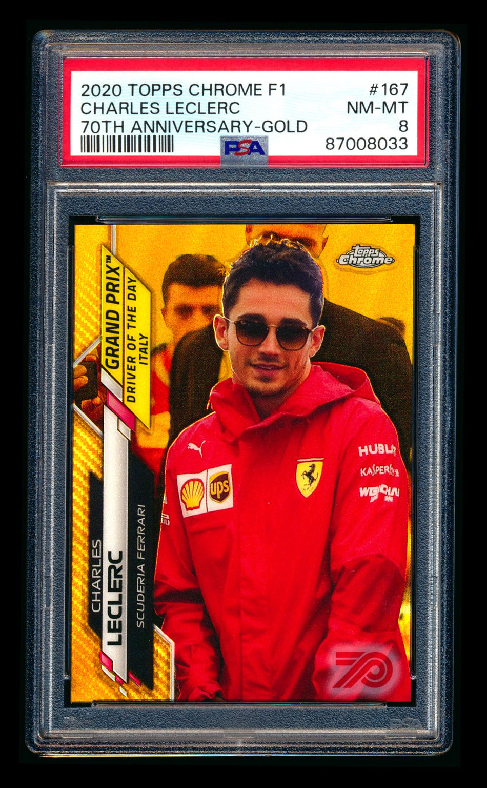 2020 Topps Chrome F1 #167 Charles Leclerc RC 70th Anniversary Gold Refractor PSA 8 ** (SOLD eBay - $59.00 - 7/5/2026) **