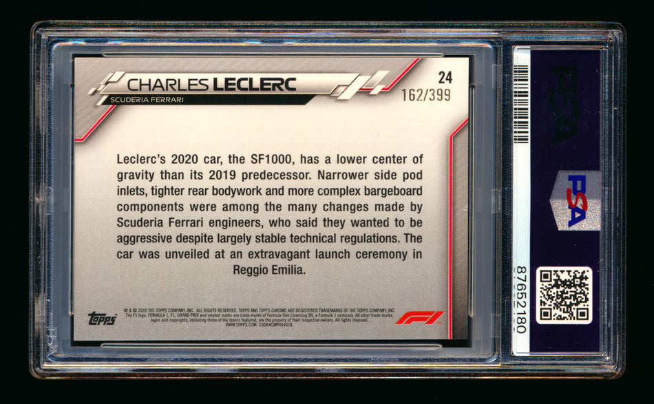 2020 Topps Chrome F1 #24 Charles Leclerc RC Purple Refractor #162/399 PSA 9