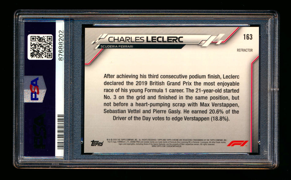 2020 Topps Chrome F1 #163 Charles Leclerc RC Refractor PSA 9 ** (SOLD eBay - $22.00 - 9/30/2025) **