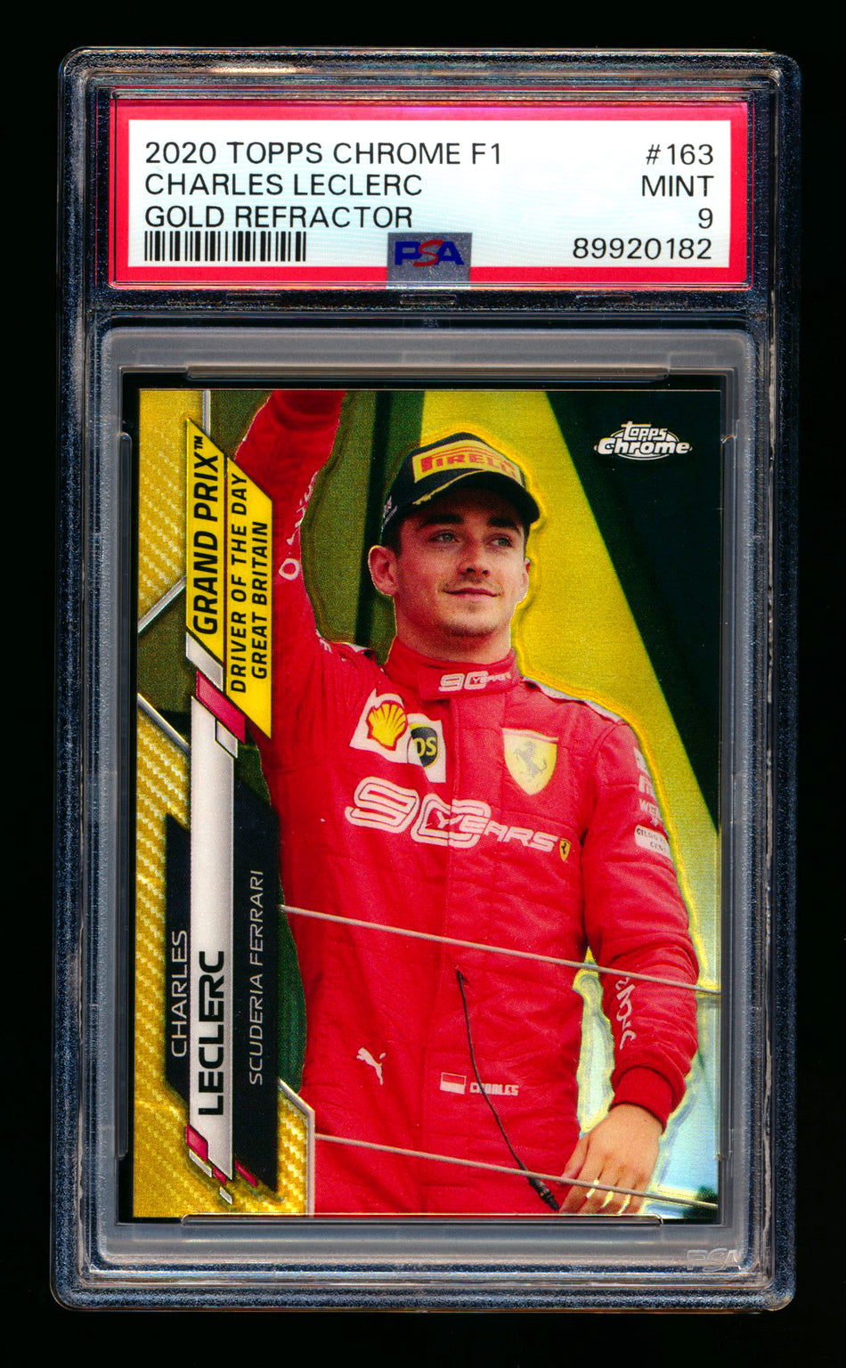 2020 Topps Chrome F1 #163 Charles Leclerc RC Gold Refractor #29/50 PSA 9