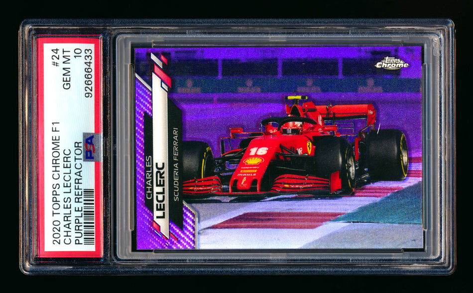 2020 Topps Chrome F1 #24 Charles Leclerc RC Purple Refractor #229/399 PSA 10