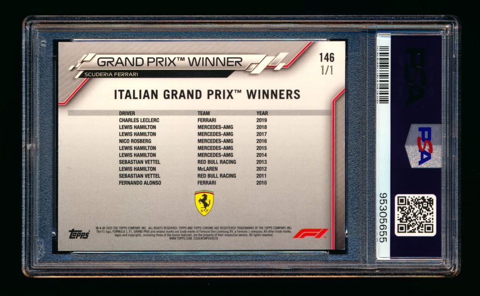 2020 Topps Chrome F1 #146 Charles Leclerc RC Superfractor #1/1 PSA 7 ** (SOLD - $20,000.00 - 3/26/2025) **