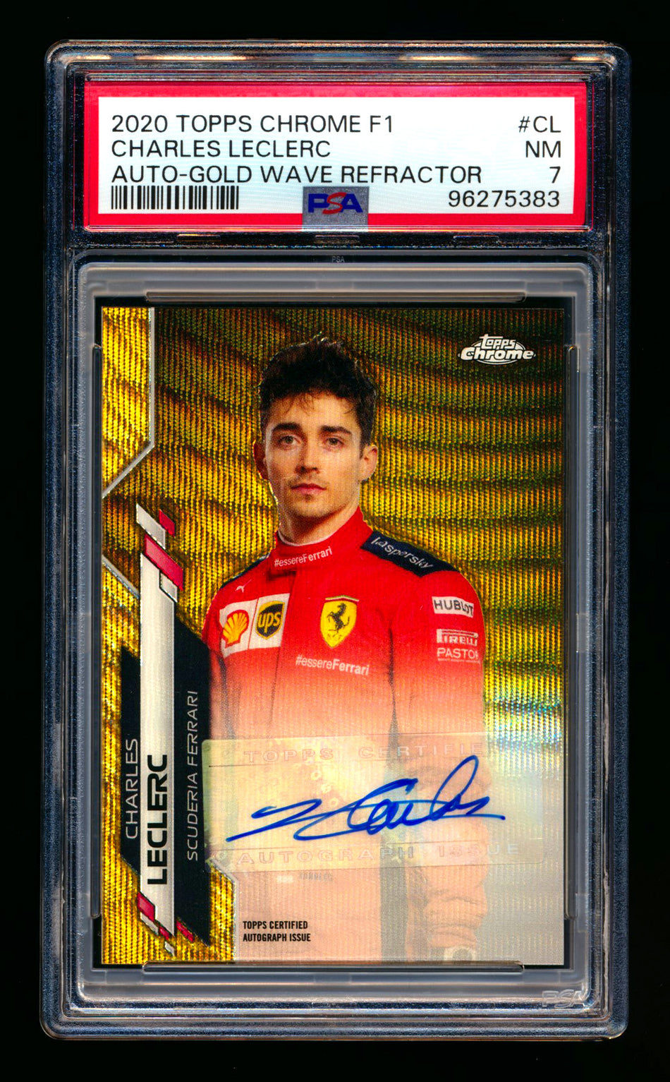 2020 Topps Chrome F1 #F1A-CL Charles Leclerc RC Gold Wave Refractor Autograph #37/50 PSA 7