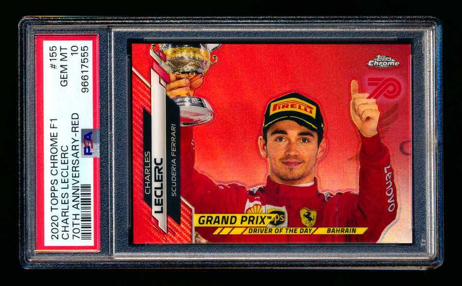 2020 Topps Chrome F1 #155 Charles Leclerc RC 70th Anniversary Red Refractor PSA 10 - POP 1! ** (SOLD - $2000.00 - 4/25/2025) **
