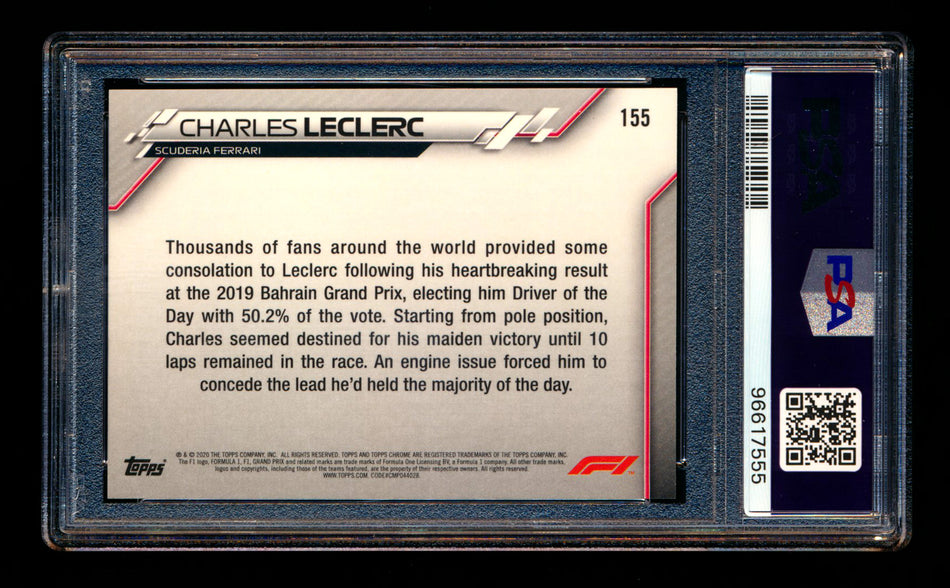2020 Topps Chrome F1 #155 Charles Leclerc RC 70th Anniversary Red Refractor PSA 10 - POP 1! ** (SOLD - $2000.00 - 4/25/2025) **
