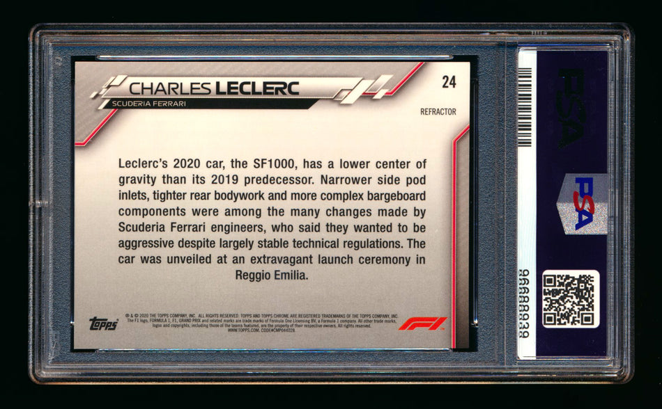 2020 Topps Chrome F1 #24 Charles Leclerc RC Refractor PSA 10