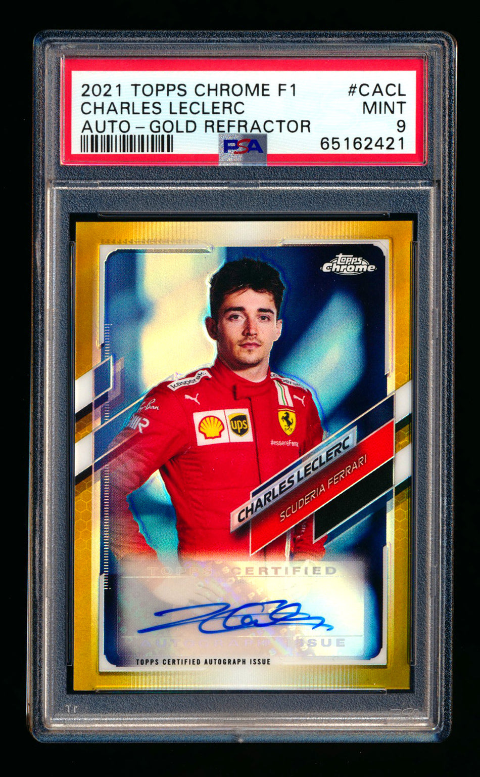 2021 Topps Chrome F1 #CA-CL Charles Leclerc Gold Refractor Autograph #43/50 PSA 9 ** (SOLD - $355.00 - 1/12/2025) **