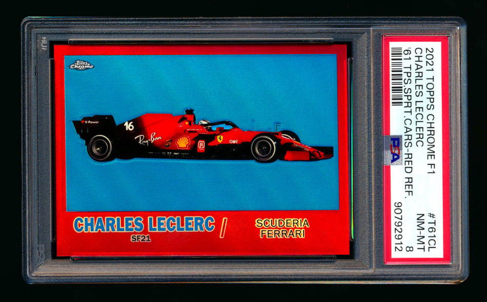 2021 Topps Chrome F1 1961 Sports Cars #T61-CL Charles Leclerc Red Refractor #2/5 PSA 8 ** (SOLD - $700.00 - 12/21/2024) **