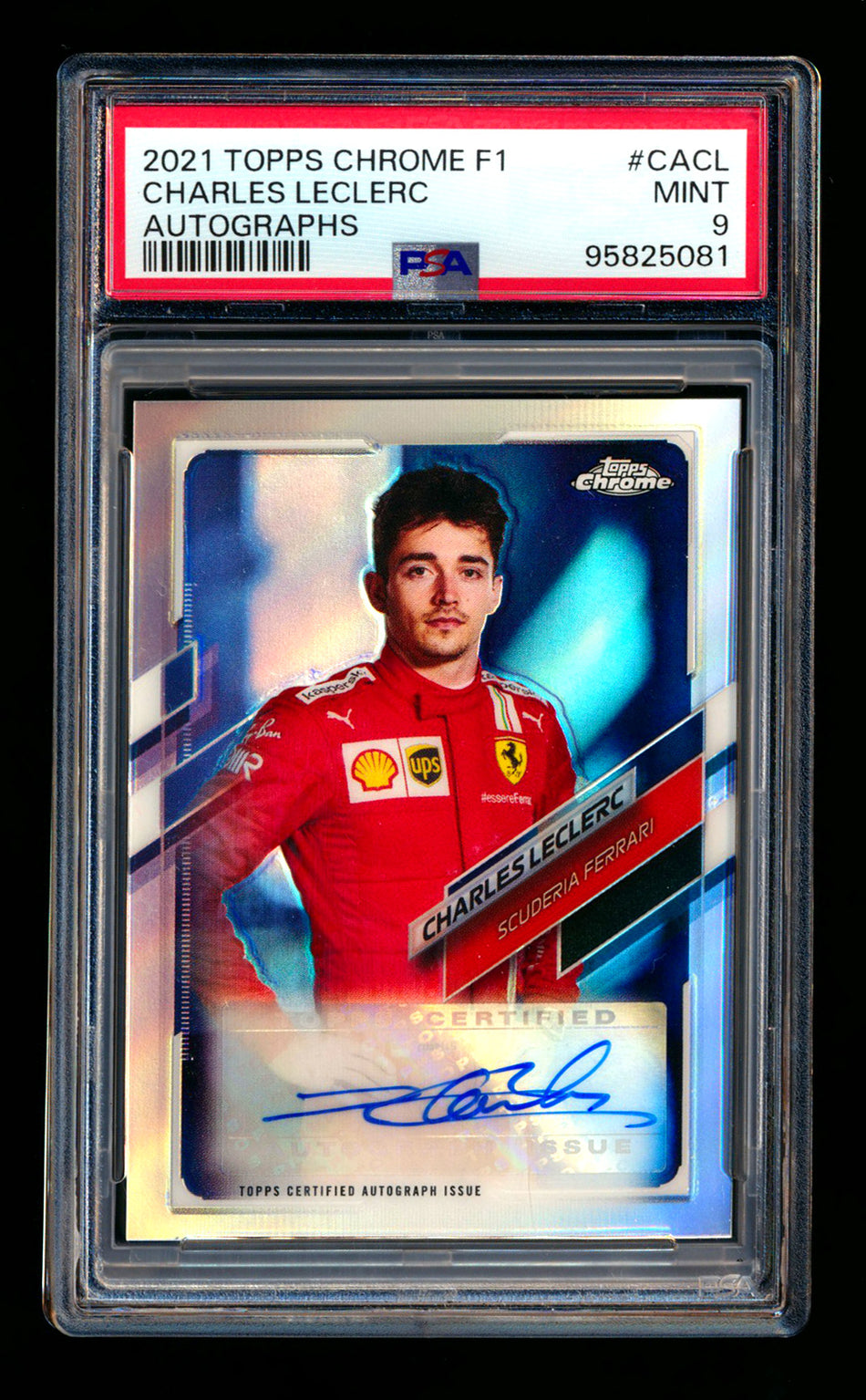 2021 Topps Chrome F1 #CA-CL Charles Leclerc Refractor Autograph #19/48 PSA 9 ** (SOLD eBay - $349.00 - 1/19/2025) **