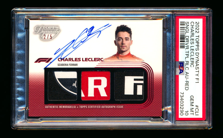 2022 Topps Dynasty F1 #SDTRA-CLI Charles Leclerc Red Triple Patch Autograph #2/5 PSA 10 Gem Mint ** (SOLD eBay - $1795.00 - 6/8/2025) **