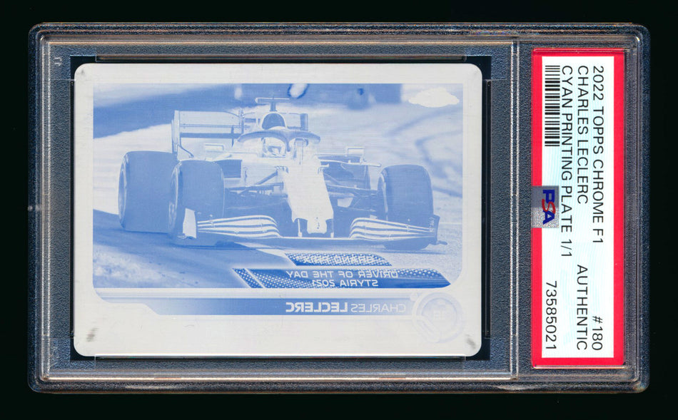 2022 Topps Chrome F1 #180 Charles Leclerc Cyan Printing Plate #1/1 PSA Authentic ** (SOLD eBay - $109.00 - 2/17/2025) **