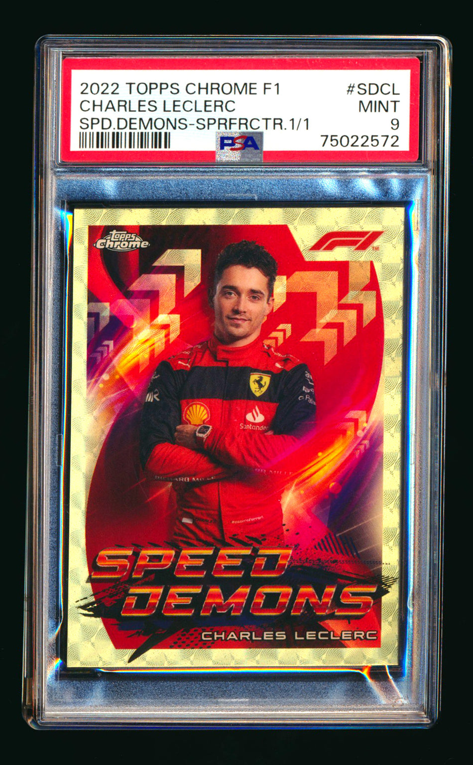 2022 Topps Chrome F1 Speed Demons #SD-CL Charles Leclerc Superfractor #1/1 PSA 9