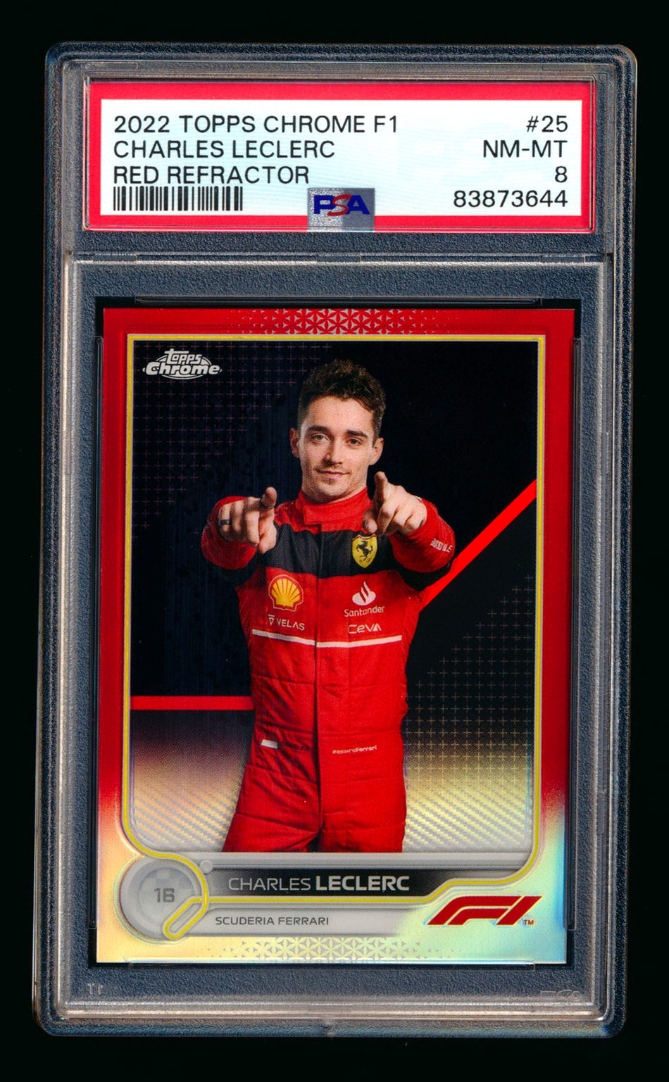 2022 Topps Chrome F1 #25 Charles Leclerc Red Refractor Portrait #2/5 PSA 8 ** (SOLD - $750.00 - 12/6/2024) **