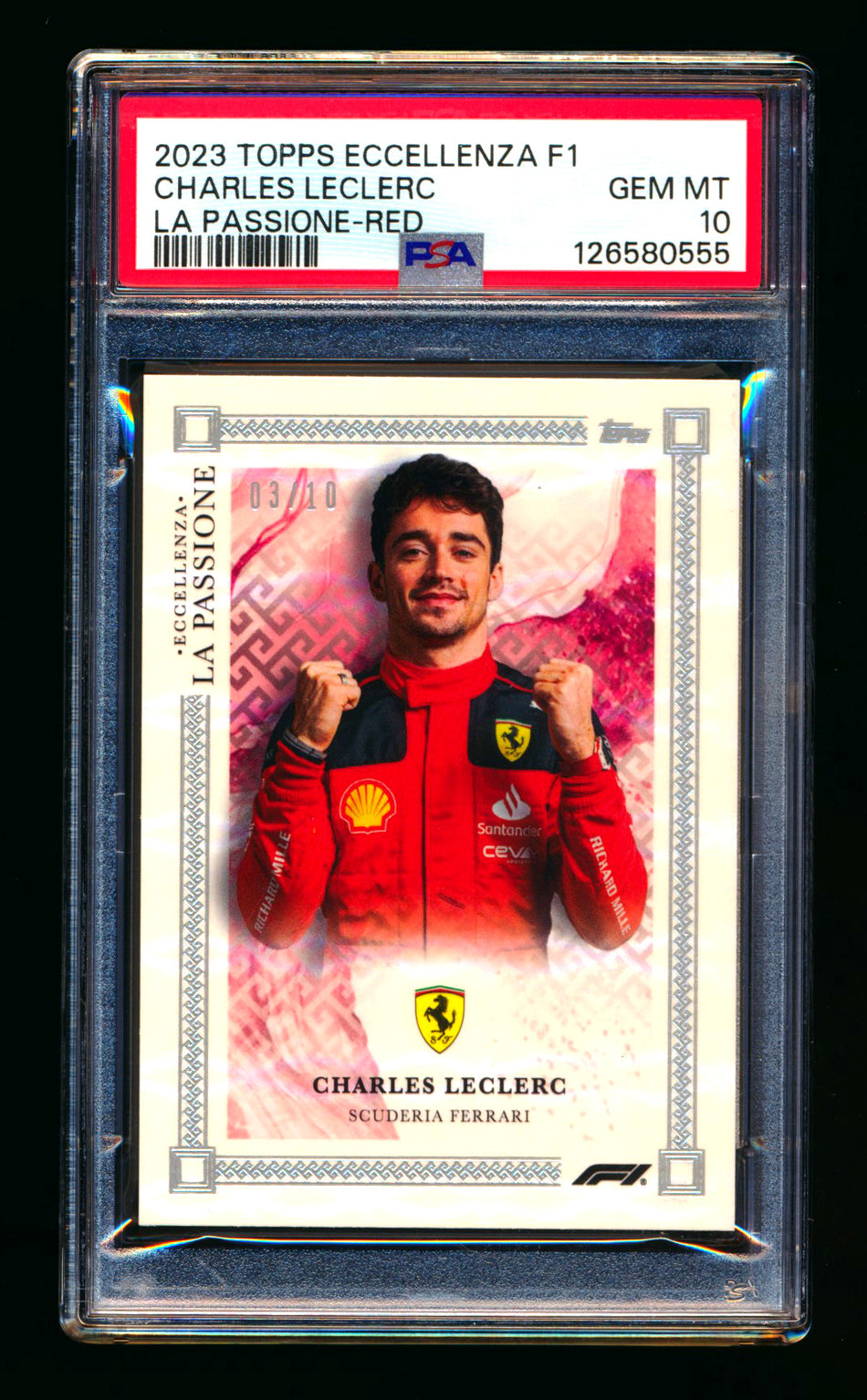 2023 Topps Eccellenza F1 La Passione Charles Leclerc Red Parallel #03/10 PSA 10 - POP 1!