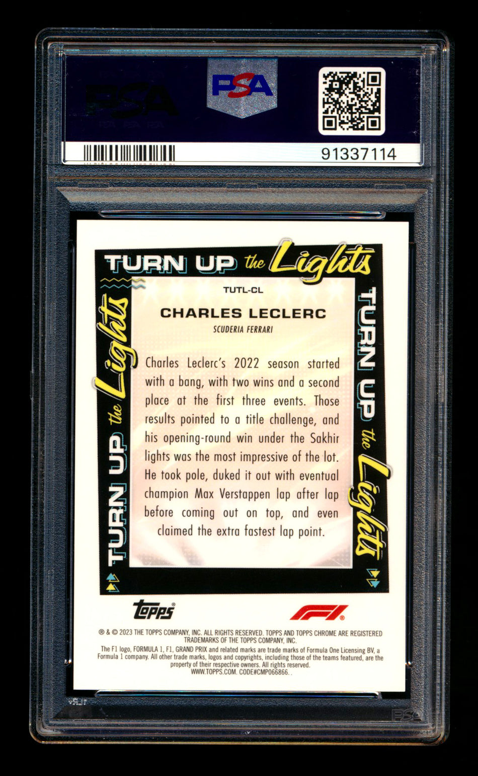 2023 Topps Chrome F1 Turn Up The Lights #TUTL-CL Charles Leclerc Red Refractor #2/5 PSA 6