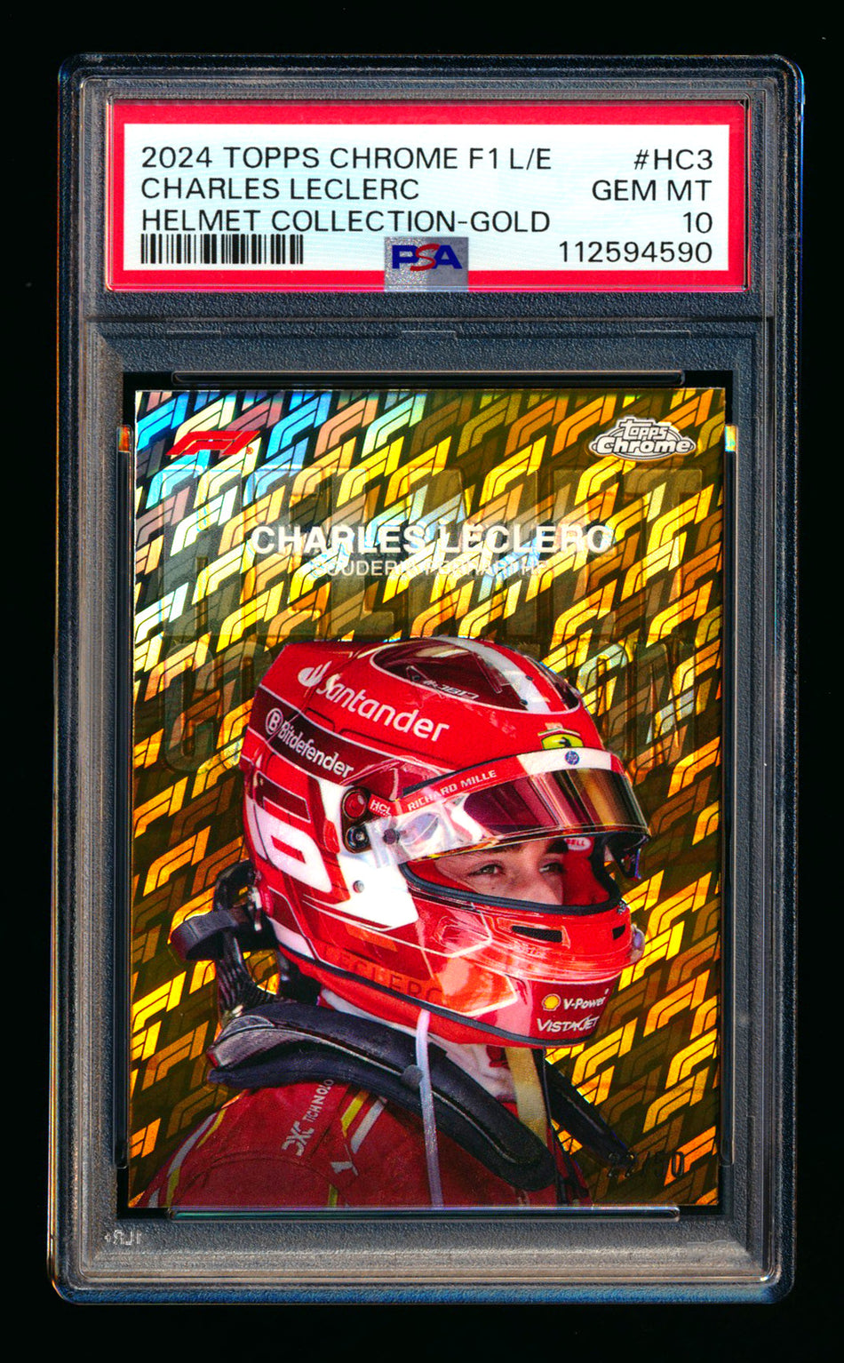 2024 Topps Chrome Logofractor F1 Helmet Collection #HC-3 Charles Leclerc Gold Refractor #22/50 PSA 10 ** (SOLD - $650.00 - 12/5/2025) **