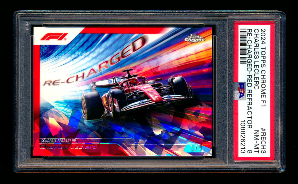 2024 Topps Chrome Sapphire F1 Recharged #RECH-3 Charles Leclerc Red Refractor #3/5 PSA 8 ** (SOLD - $149.00 - 5/24/2025) **
