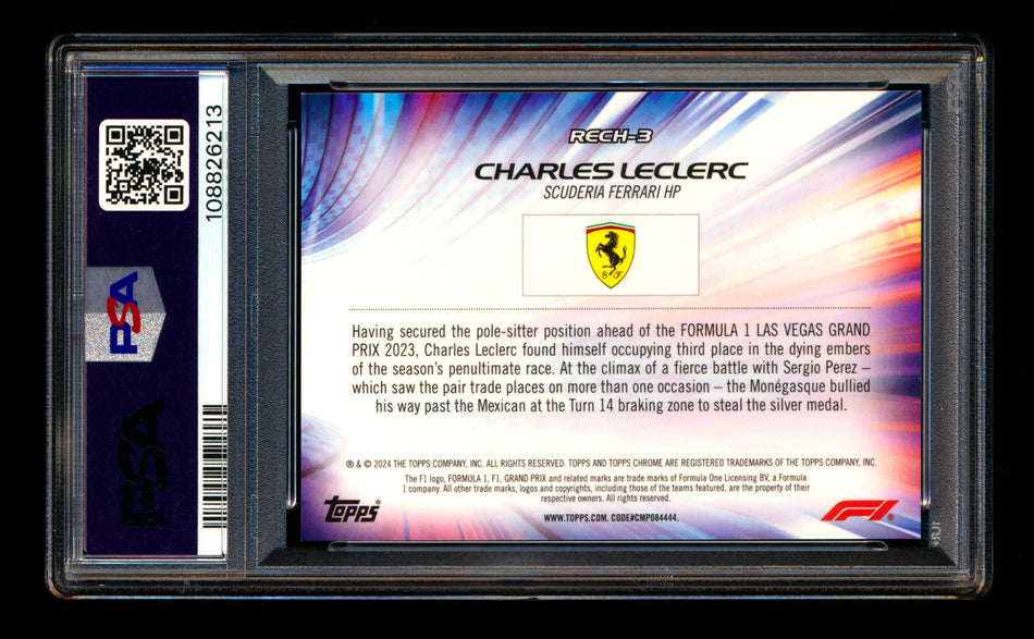 2024 Topps Chrome Sapphire F1 Recharged #RECH-3 Charles Leclerc Red Refractor #3/5 PSA 8 ** (SOLD - $149.00 - 5/24/2025) **