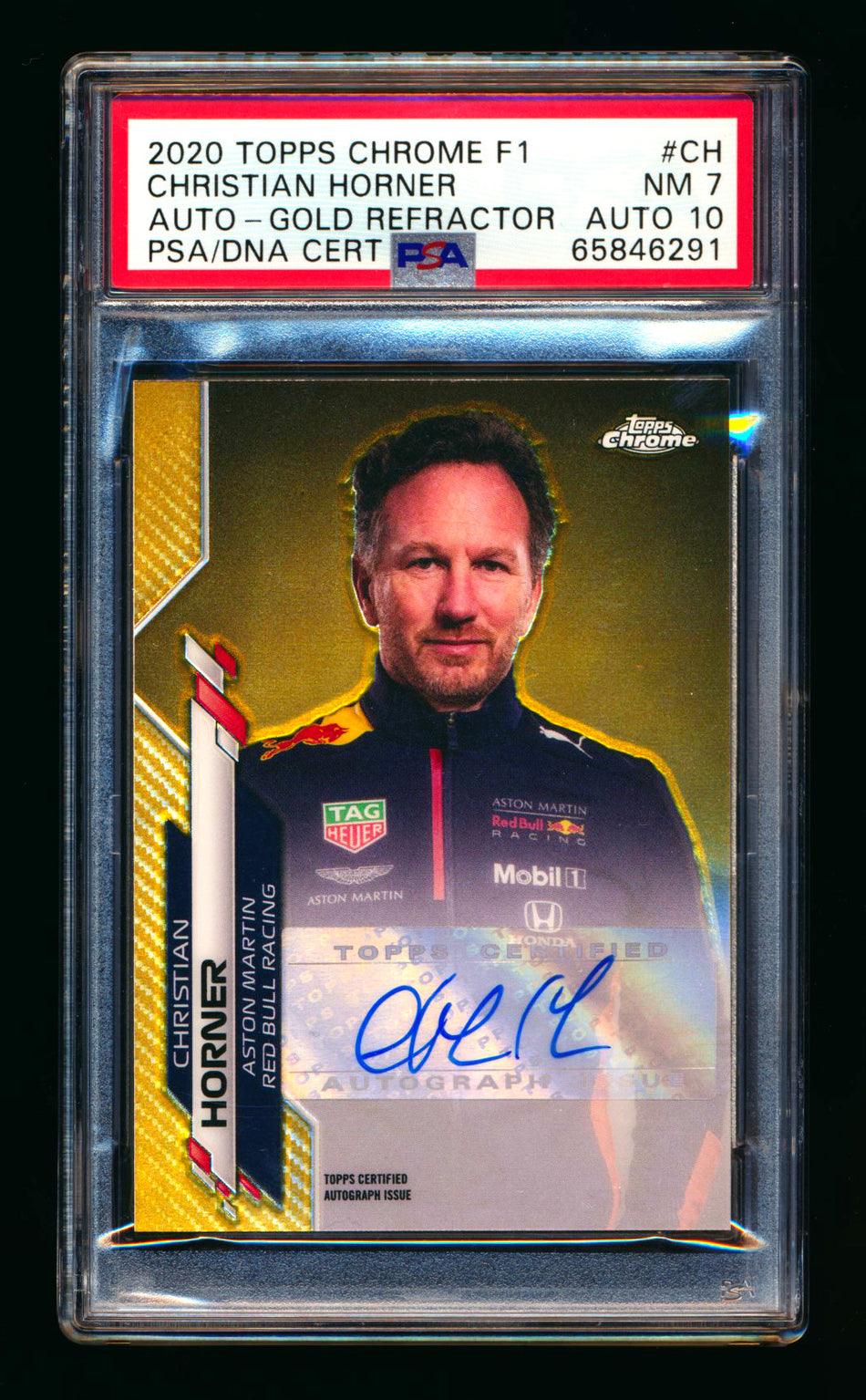 2020 Topps Chrome F1 #F1A-CH Christian Horner RC Gold Refractor Autograph #50/50 PSA 7 DNA 10 (Last Number!)