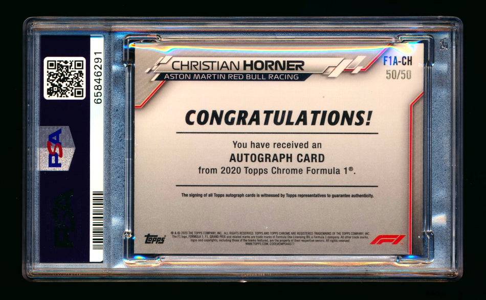 2020 Topps Chrome F1 #F1A-CH Christian Horner RC Gold Refractor Autograph #50/50 PSA 7 DNA 10 (Last Number!)