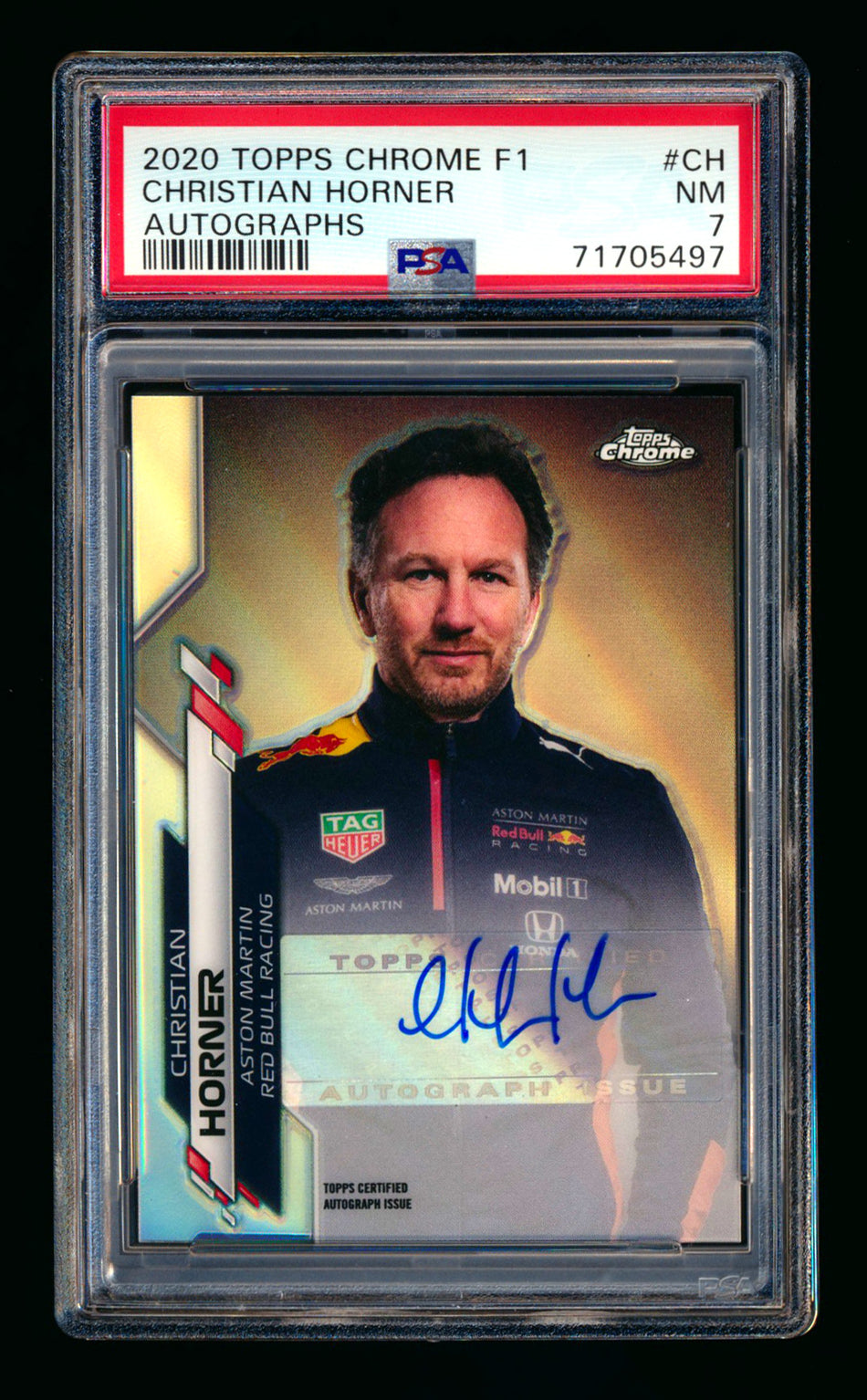 2020 Topps Chrome F1 #F1A-CH Christian Horner RC Refractor Autograph #62/90 PSA 7