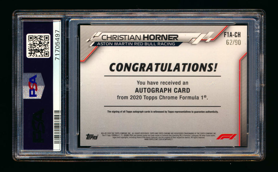 2020 Topps Chrome F1 #F1A-CH Christian Horner RC Refractor Autograph #62/90 PSA 7