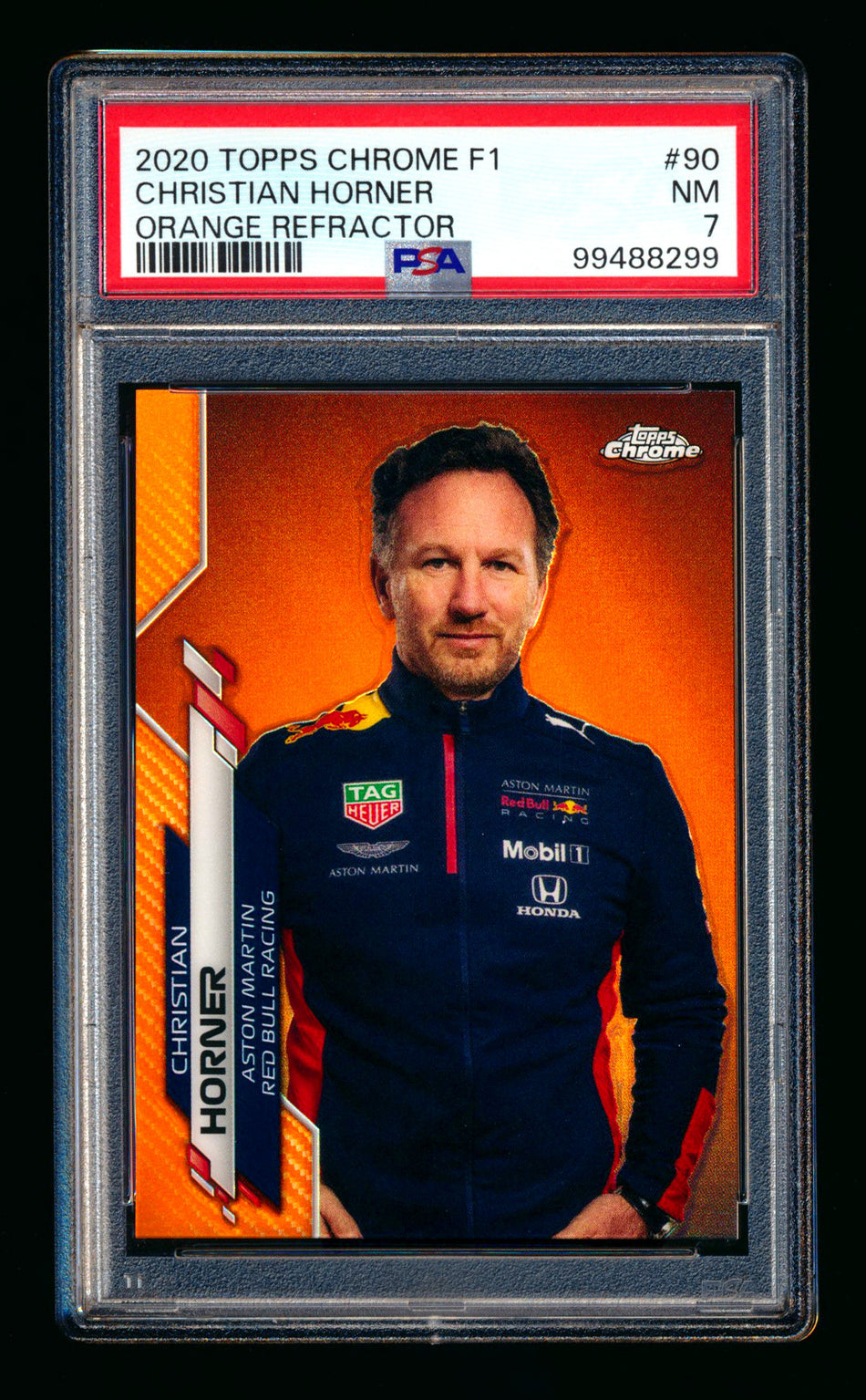 2020 Topps Chrome F1 #90 Christian Horner RC Orange Refractor #24/25 PSA 7