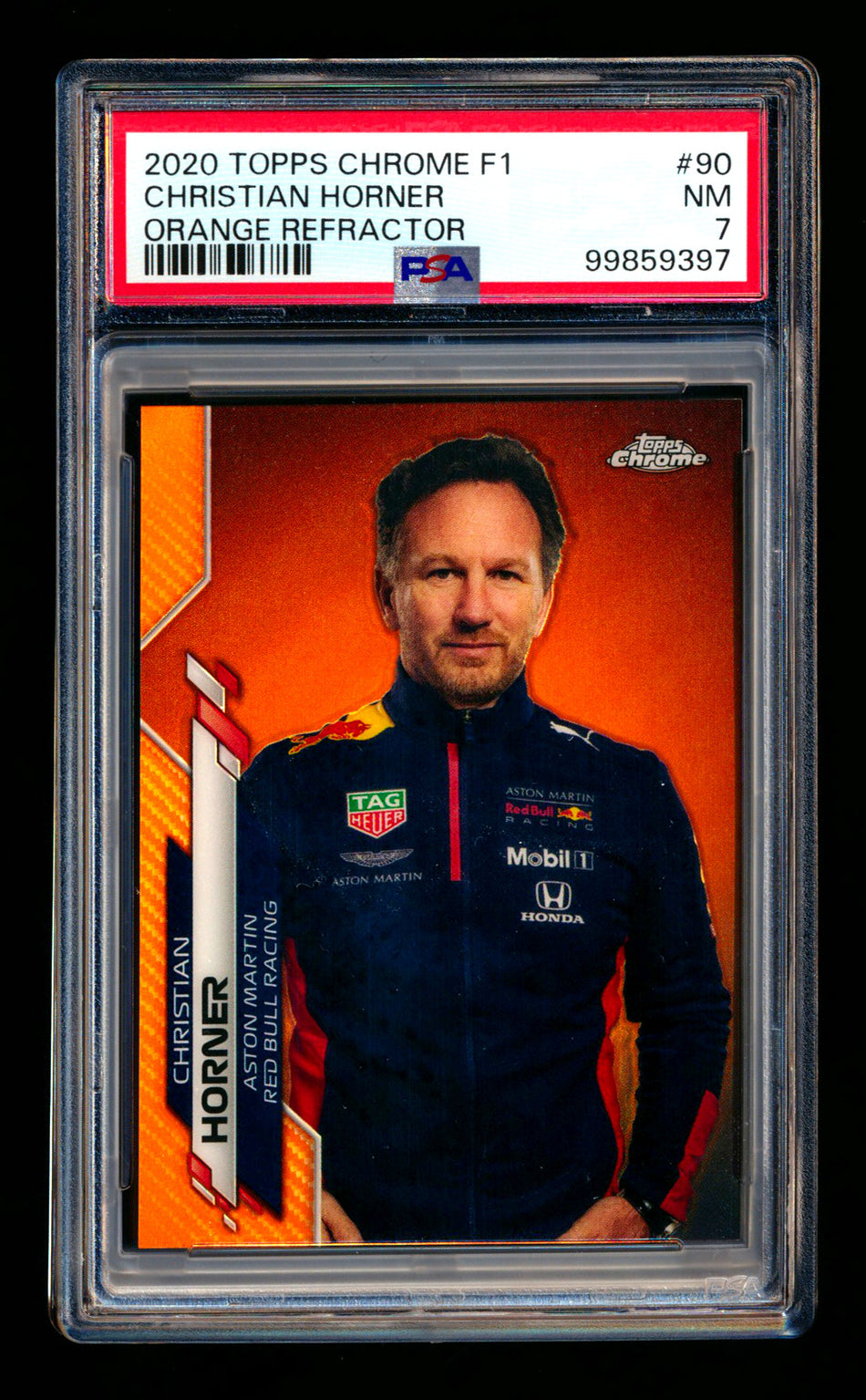 2020 Topps Chrome F1 #90 Christian Horner RC Orange Refractor #14/25 PSA 7