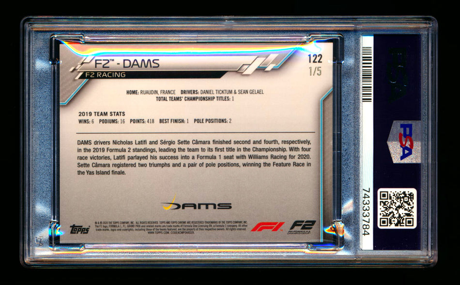 2020 Topps Chrome F1 #122 DAMS Team Logo RC Red Refractor #1/5 PSA 8 (First #!) (Ultimate Wishlist - Wish Granted!) ** (SOLD - $325.00 - 12/10/2024) **