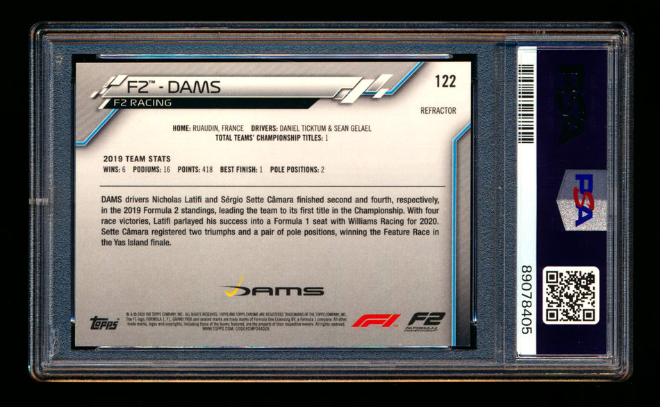2020 Topps Chrome F1 #122 DAMS Team Logo RC Refractor PSA 9