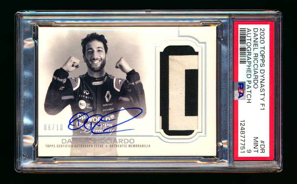 2020 Topps Dynasty F1 #DAP-DR Daniel Ricciardo ROOKIE Patch Autograph #06/10 PSA 9 Mint ** (SOLD - $3,495.00 - 3/19/2026) **