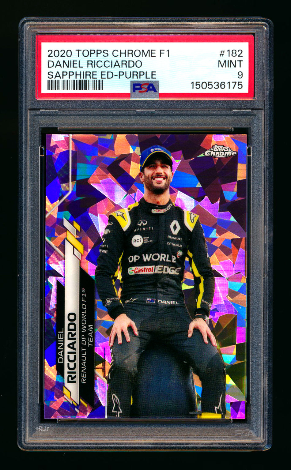 2020 Topps Chrome Sapphire F1 #182 Daniel Ricciardo RC Purple Refractor #06/10 PSA 9