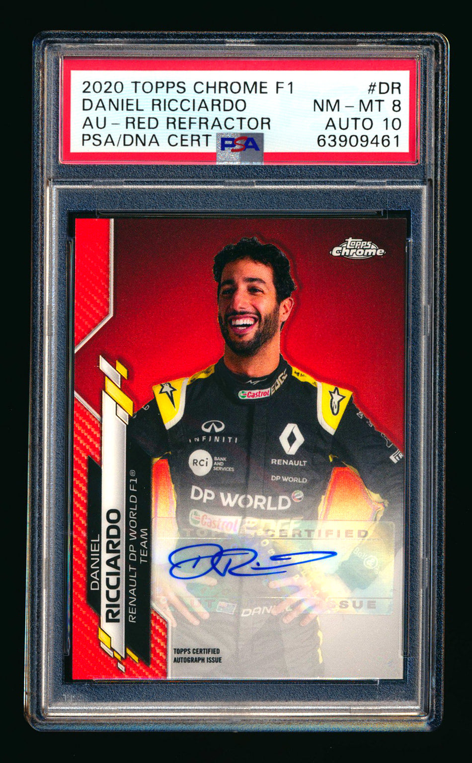 2020 Topps Chrome F1 #F1A-DR Daniel Ricciardo RC Red Refractor Autograph #2/5 PSA 8 DNA 10 ** (SOLD - $7,500.00 - 1/2/2026) **